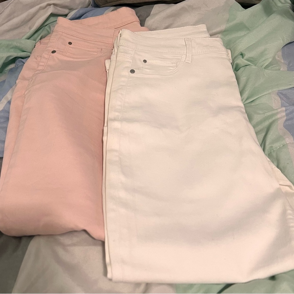 Time and Tru size 14 pink and white pair stretch jeans $14 each/both pair for 20
